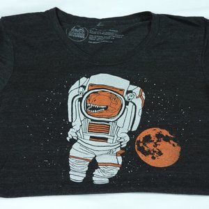 Women's Charcoal Gray Dinosaur in Outer Space Tee - Size XL - New